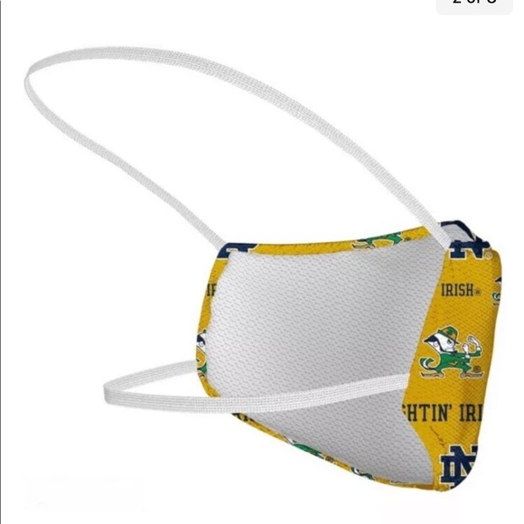Notre Dame 💚☘️Fighting Irish Adult All Over Logo Face Covering Mask 3-Pack. NWT - Picture 4 of 7